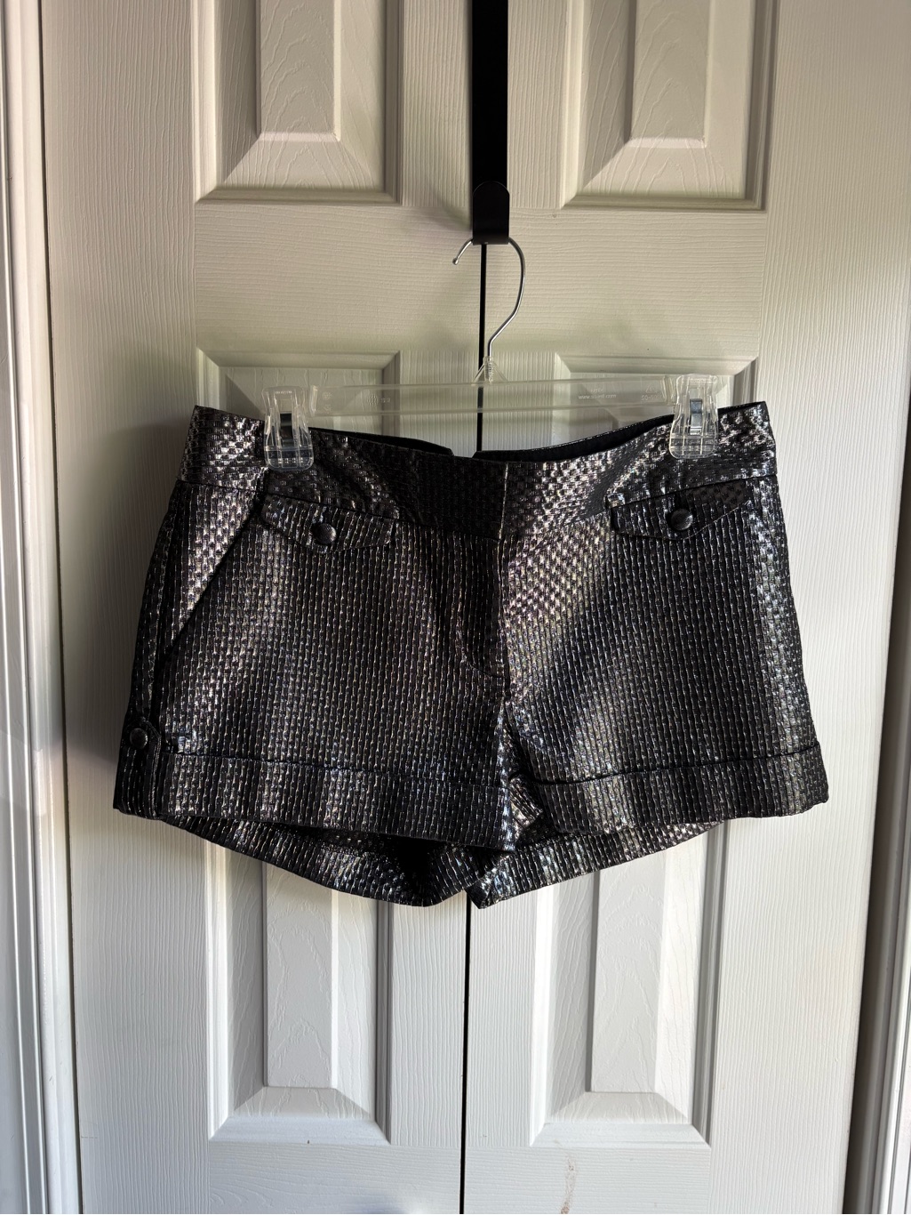 Express Womens Silver Metallic Textured Shorts Size 6